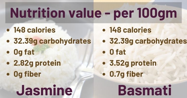 Nutrition value of Basmati vs Jasmine rice